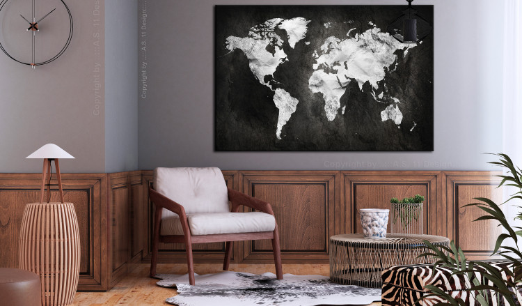 Large canvas print Black and White Map of the World [Large Format] 150837 additionalImage 6
