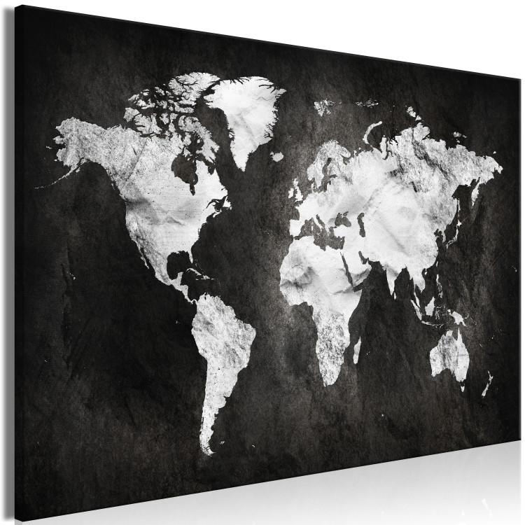 Large canvas print Black and White Map of the World [Large Format] 150837 additionalImage 3