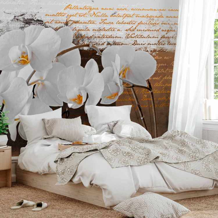 Photo Wallpaper Sentimental Thoughts - Orchid Flowers in a Modern Motif with Texts 60237 additionalImage 2