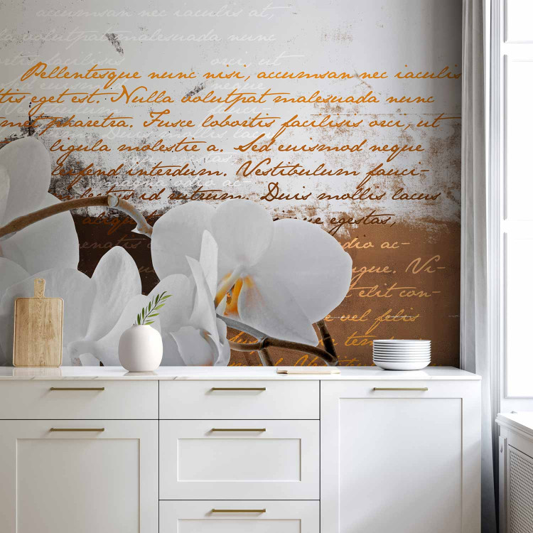 Photo Wallpaper Sentimental Thoughts - Orchid Flowers in a Modern Motif with Texts 60237 additionalImage 6