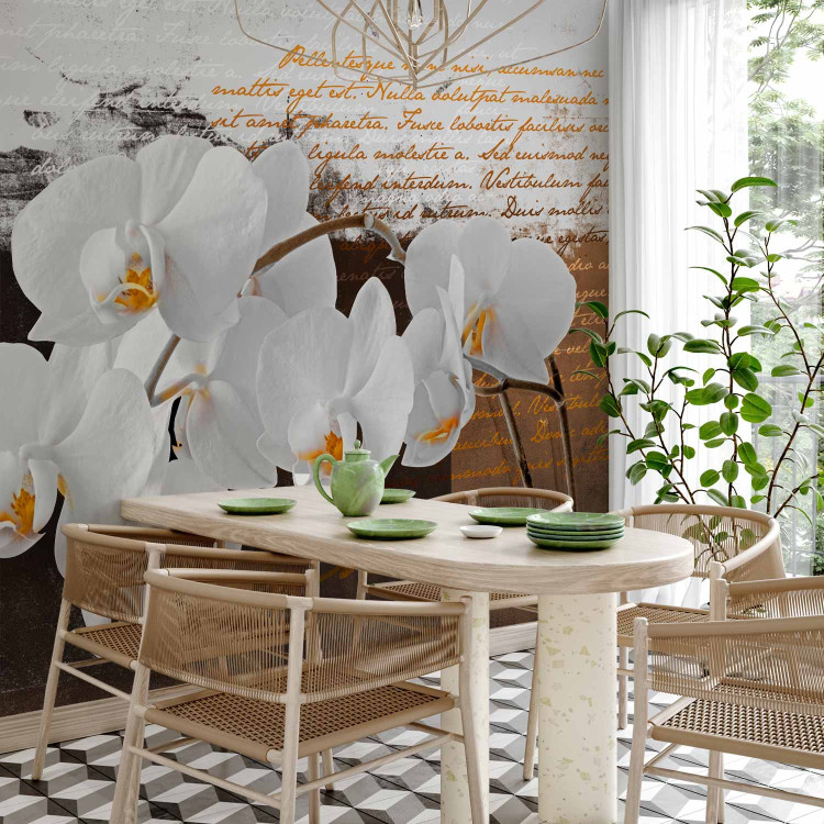 Photo Wallpaper Sentimental Thoughts - Orchid Flowers in a Modern Motif with Texts 60237 additionalImage 4
