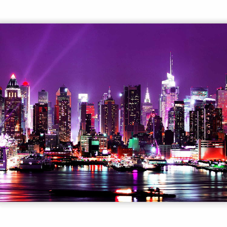 Wall Mural Lights of New York - Cityscape with a Touch of Purple Shades 61537 additionalImage 1