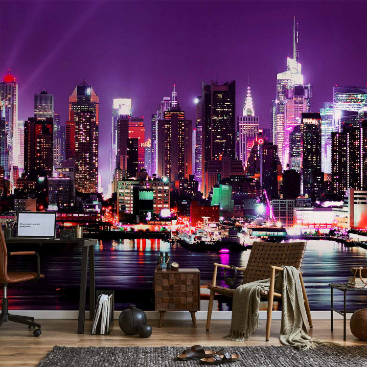 Wall Mural Lights of New York - Cityscape with a Touch of Purple Shades 61537 additionalImage 4