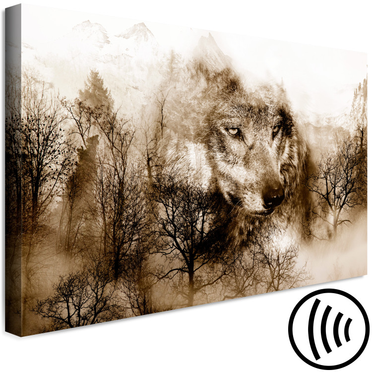 Canvas Wolf - portrait of an animal on the background of a mountain landscape 108247 additionalImage 6