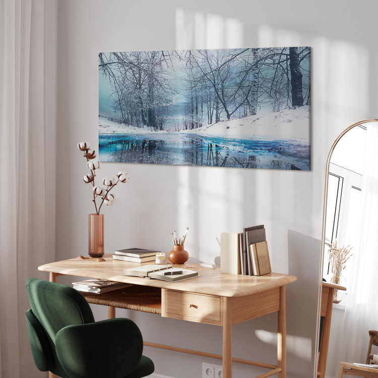 Canvas Harsh Winter (1-part) Wide - River Landscape with White Scenery 108447 additionalImage 4