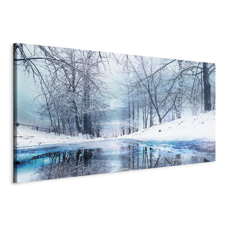 Canvas Harsh Winter (1-part) Wide - River Landscape with White Scenery 108447 additionalImage 2