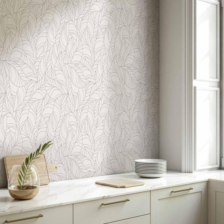 Modern Wallpaper Colourless Leaves 114647 additionalImage 9