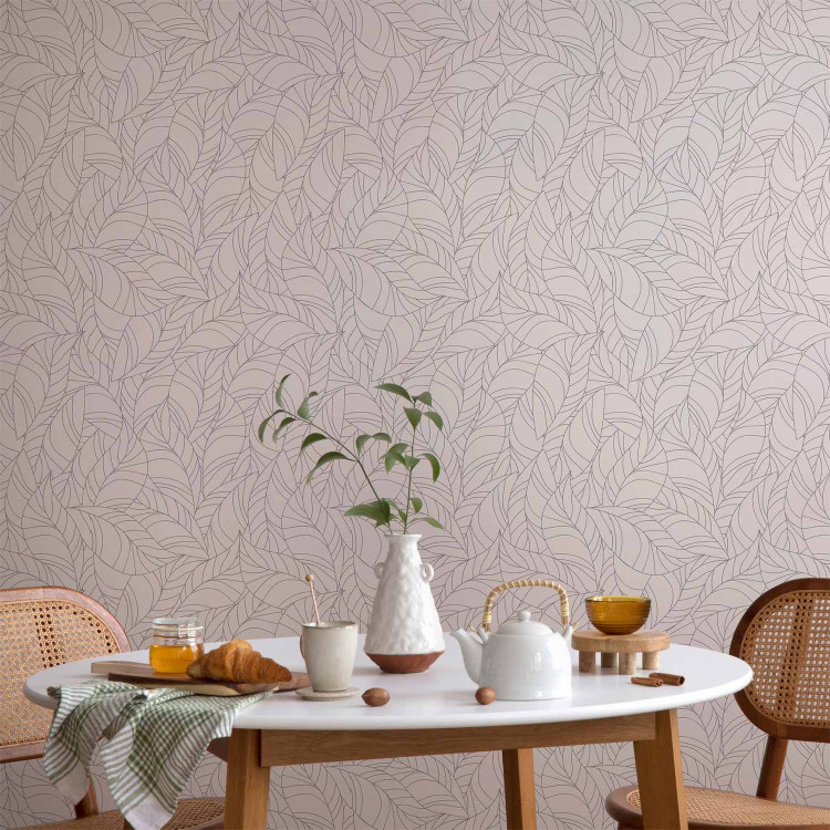 Modern Wallpaper Colourless Leaves 114647 additionalImage 8