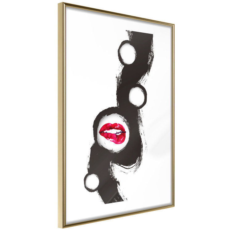 Wall Poster Bitten lips - black and white abstraction with a touch of red 115047 additionalImage 6