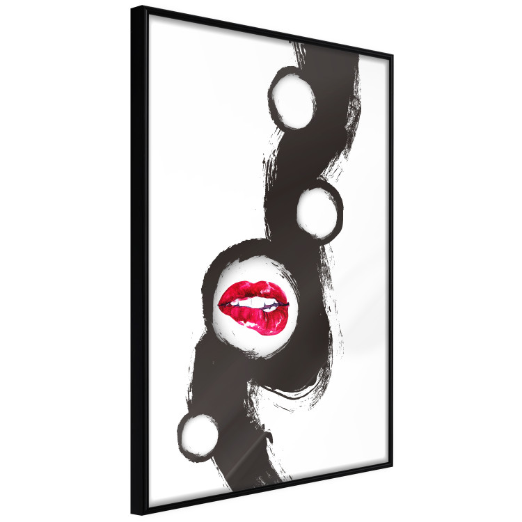 Wall Poster Bitten lips - black and white abstraction with a touch of red 115047 additionalImage 10
