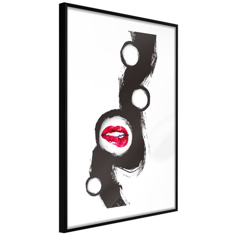 Wall Poster Bitten lips - black and white abstraction with a touch of red 115047 additionalImage 11