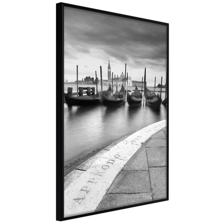Poster Boats in Venice - black and white riverscape with view of the river and gondolas 115147 additionalImage 12