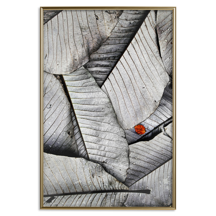 Wall Poster Black and White Leaves - composition with a red leaf among grays 116547 additionalImage 16