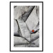 Wall Poster Black and White Leaves - composition with a red leaf among grays 116547 additionalThumb 17