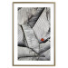 Wall Poster Black and White Leaves - composition with a red leaf among grays 116547 additionalThumb 16