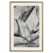 Wall Poster Black and White Leaves - composition with a red leaf among grays 116547 additionalThumb 19