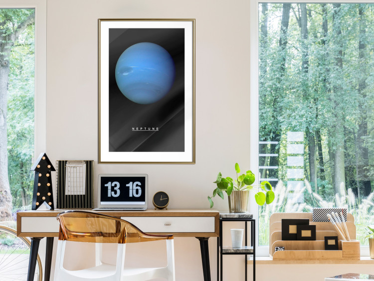 Wall Poster Neptune - blue planet and simple English text against black 116747 additionalImage 13