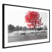 Wall Poster Tree with Red Leaves - black and white landscape of a lake in the park 117147 additionalThumb 13