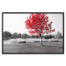 Wall Poster Tree with Red Leaves - black and white landscape of a lake in the park 117147 additionalThumb 18