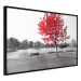 Wall Poster Tree with Red Leaves - black and white landscape of a lake in the park 117147 additionalThumb 12