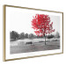Wall Poster Tree with Red Leaves - black and white landscape of a lake in the park 117147 additionalThumb 6
