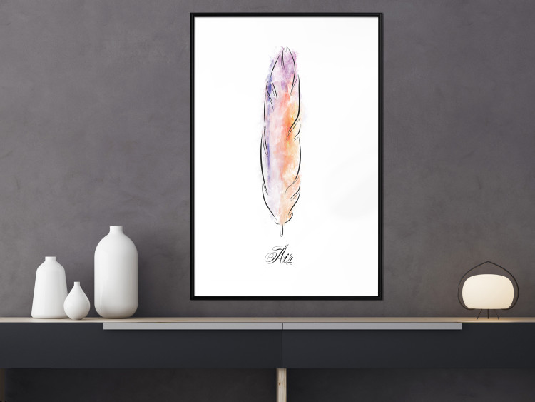 Poster Colorful Feather - composition with a colorful bird feather on a white background 117247 additionalImage 6