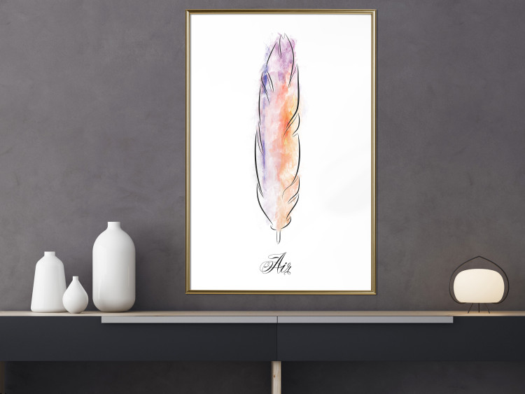 Poster Colorful Feather - composition with a colorful bird feather on a white background 117247 additionalImage 5