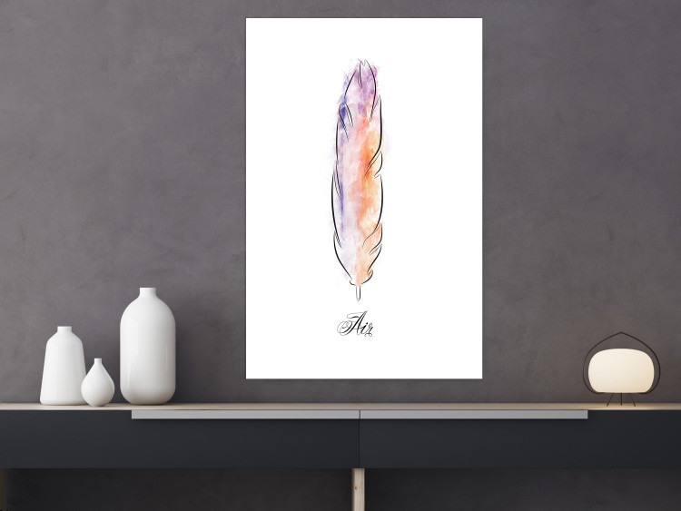 Poster Colorful Feather - composition with a colorful bird feather on a white background 117247 additionalImage 2