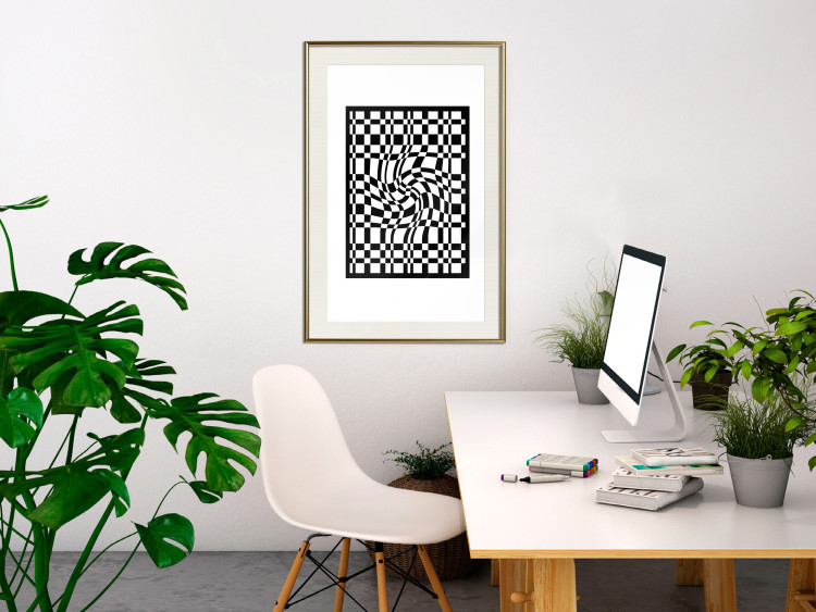 Poster Distorted Checkerboard - black and white geometric abstract 117447 additionalImage 21