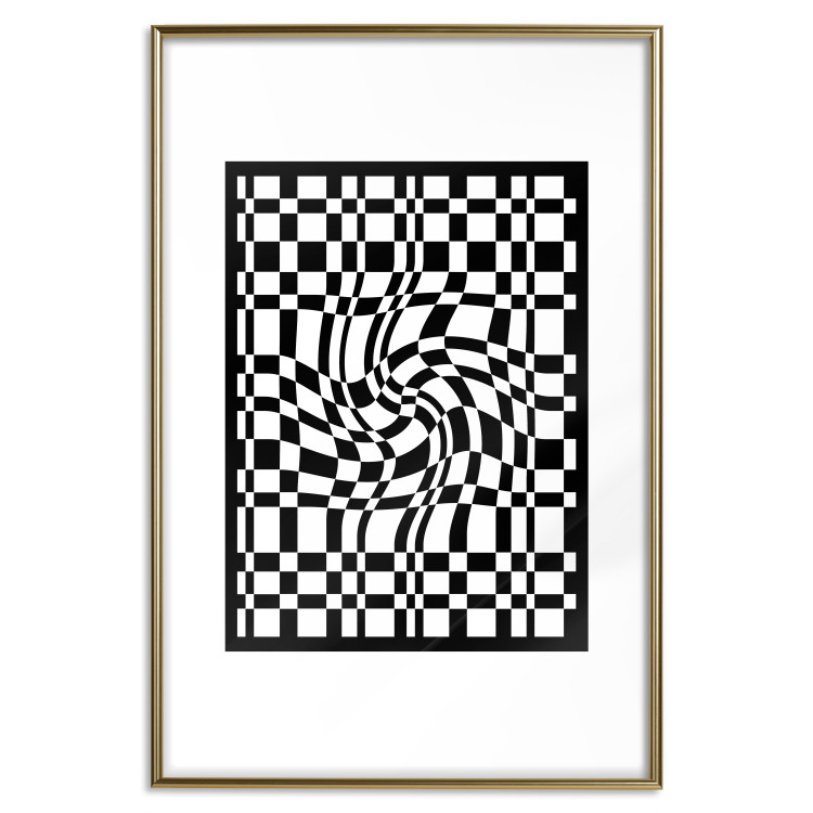 Poster Distorted Checkerboard - black and white geometric abstract 117447 additionalImage 20