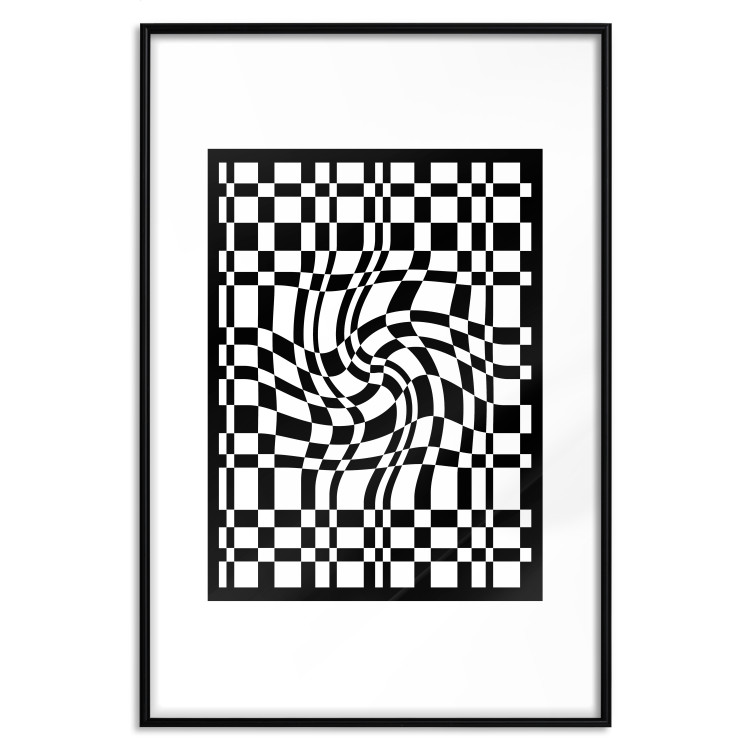 Poster Distorted Checkerboard - black and white geometric abstract 117447 additionalImage 24