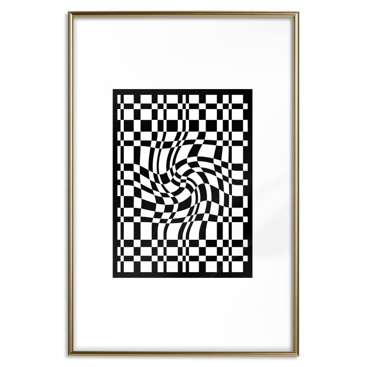 Poster Distorted Checkerboard - black and white geometric abstract 117447 additionalImage 16