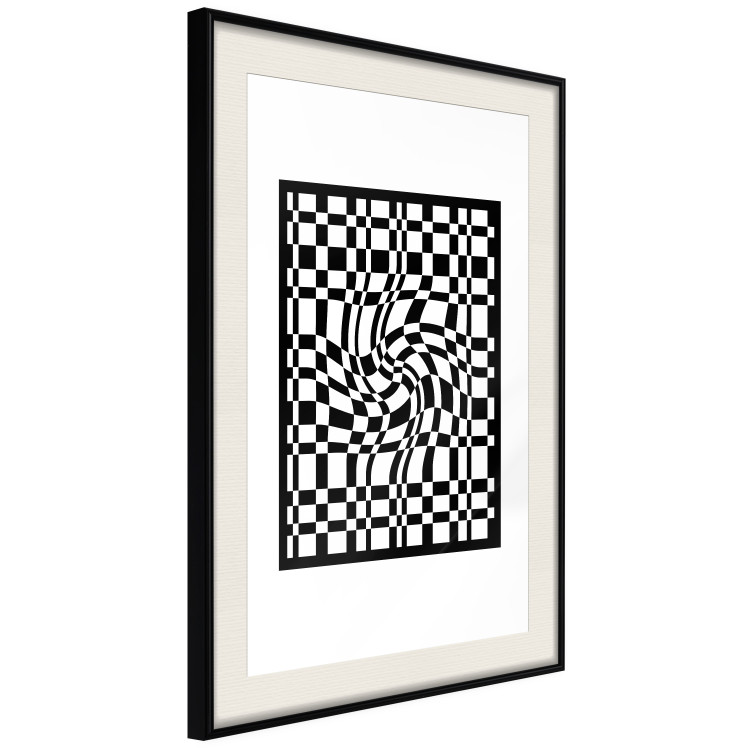 Poster Distorted Checkerboard - black and white geometric abstract 117447 additionalImage 3