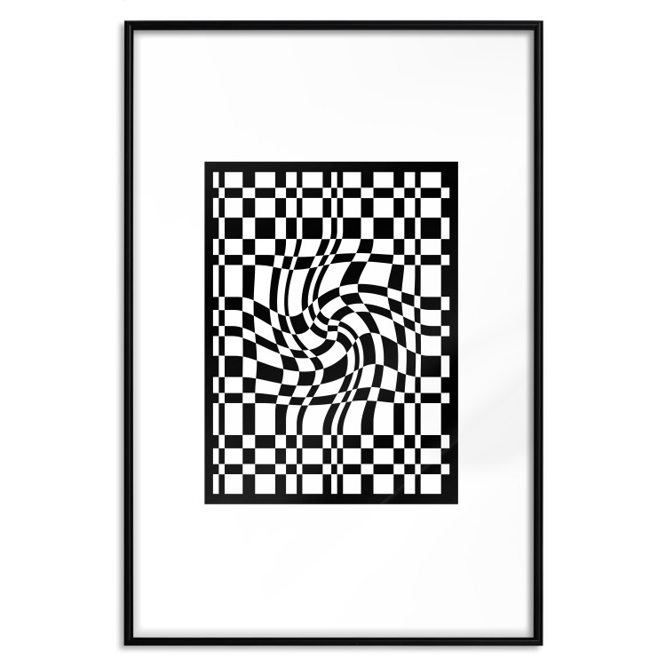 Poster Distorted Checkerboard - black and white geometric abstract 117447 additionalImage 17