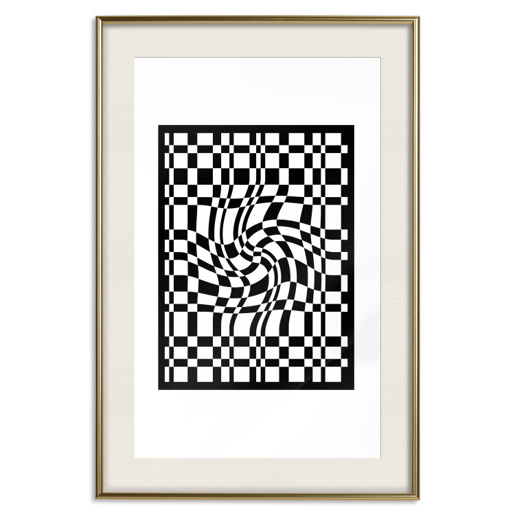 Poster Distorted Checkerboard - black and white geometric abstract 117447 additionalImage 19