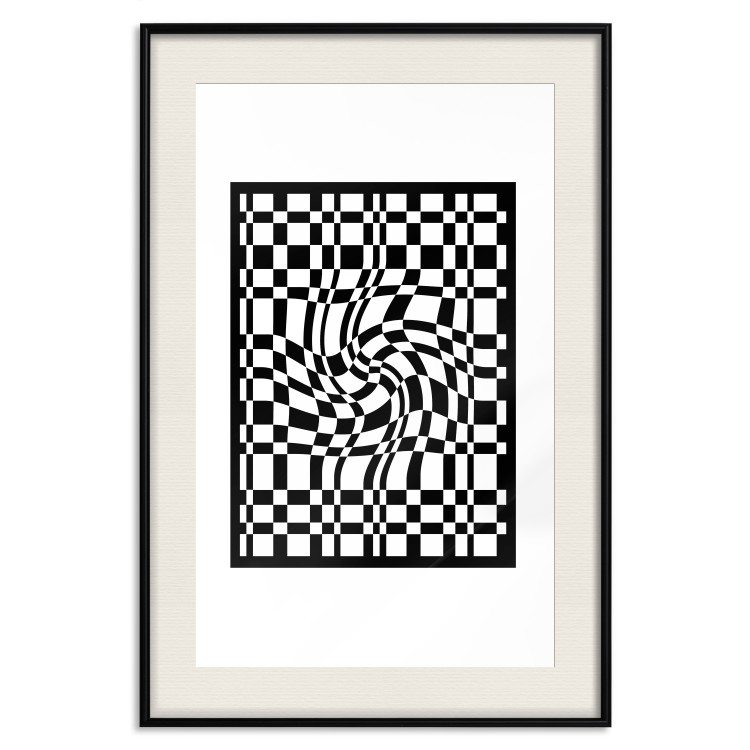 Poster Distorted Checkerboard - black and white geometric abstract 117447 additionalImage 18