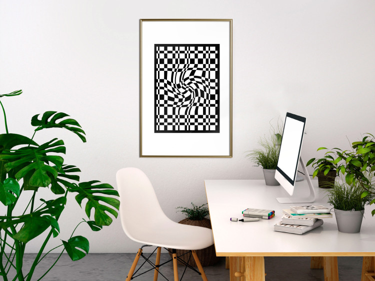 Poster Distorted Checkerboard - black and white geometric abstract 117447 additionalImage 7