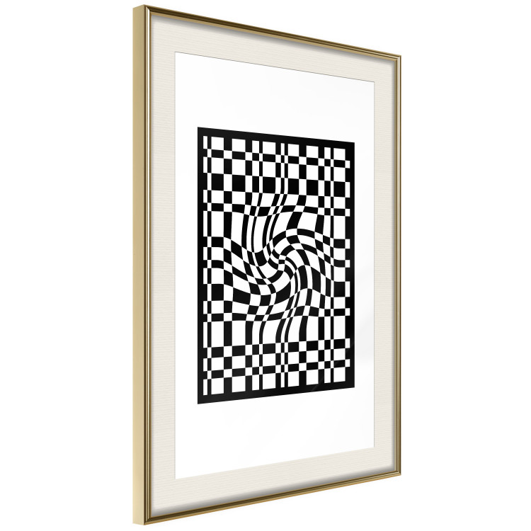 Poster Distorted Checkerboard - black and white geometric abstract 117447 additionalImage 2