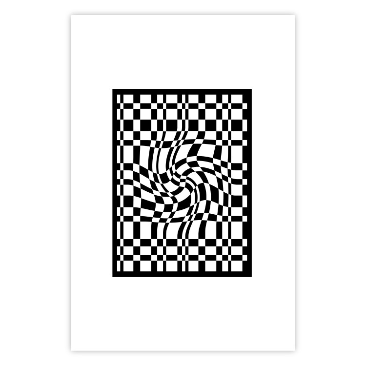 Poster Distorted Checkerboard - black and white geometric abstract 117447 additionalImage 25