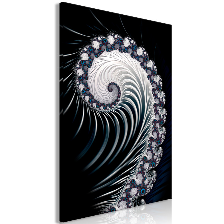 Canvas Print Fern flower - an abstract, psychedelic pattern on a black background 122747 additionalImage 2