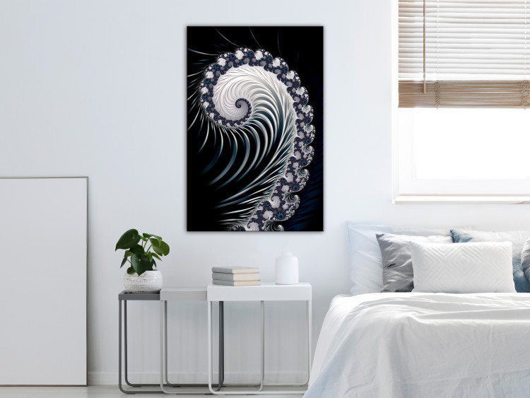 Canvas Print Fern flower - an abstract, psychedelic pattern on a black background 122747 additionalImage 3