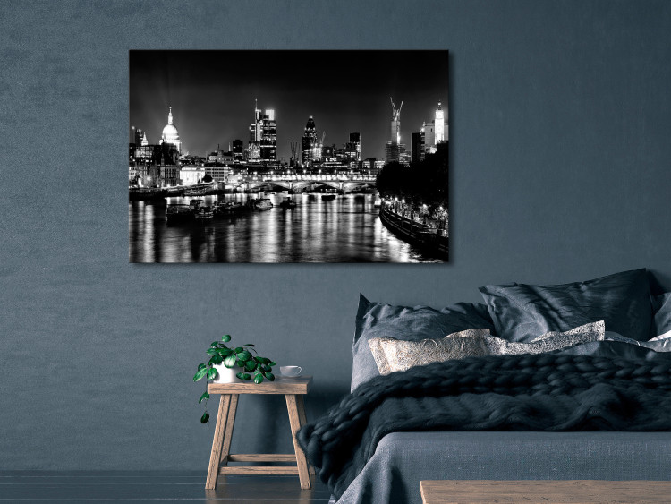 Canvas London Lights (1 Part) Wide Black and White 123647 additionalImage 3