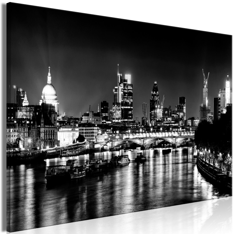 Canvas London Lights (1 Part) Wide Black and White 123647 additionalImage 2