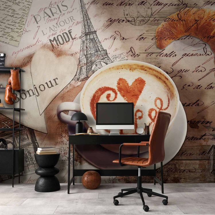 Photo Wallpaper Morning in Paris - vintage style coffee motif with inscriptions in French 126947 additionalImage 4