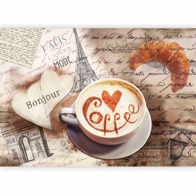 Photo Wallpaper Morning in Paris - vintage style coffee motif with inscriptions in French 126947 additionalImage 1