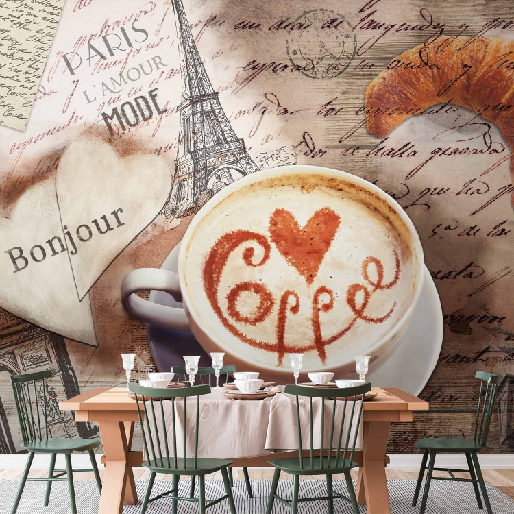 Photo Wallpaper Morning in Paris - vintage style coffee motif with inscriptions in French 126947 additionalImage 6