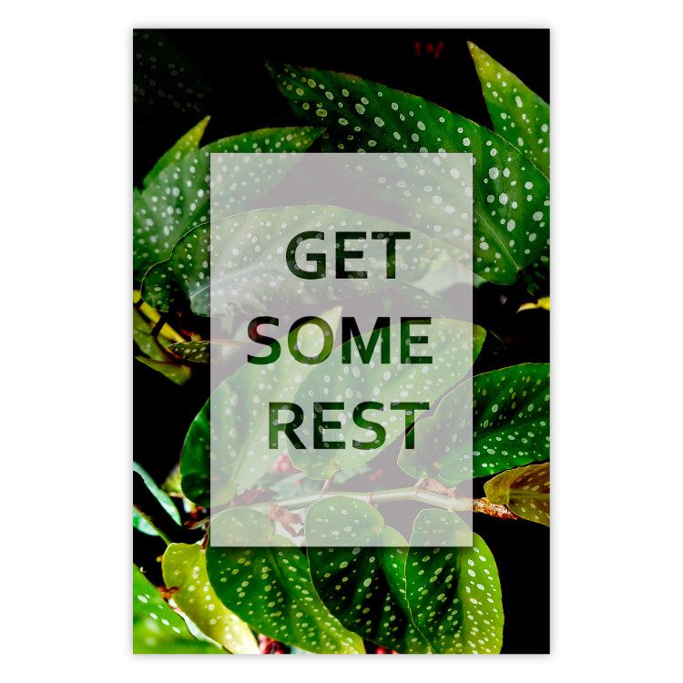 Poster Get Some Rest - English inscriptions in a white frame on a botanical background 127147