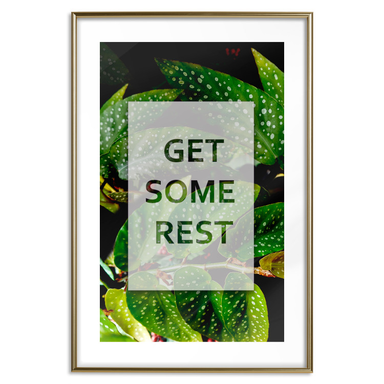 Poster Get Some Rest - English inscriptions in a white frame on a botanical background 127147 additionalImage 14