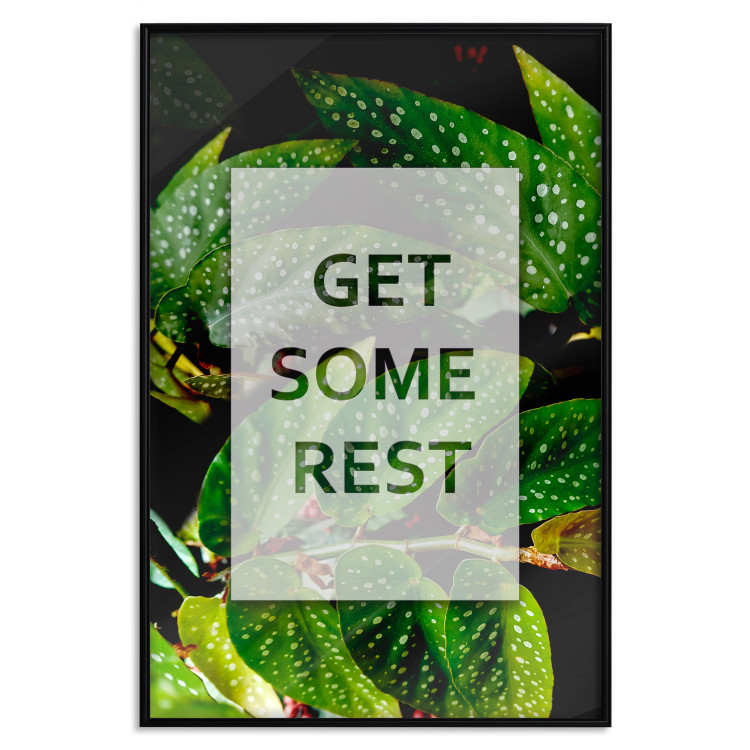 Poster Get Some Rest - English inscriptions in a white frame on a botanical background 127147 additionalImage 16