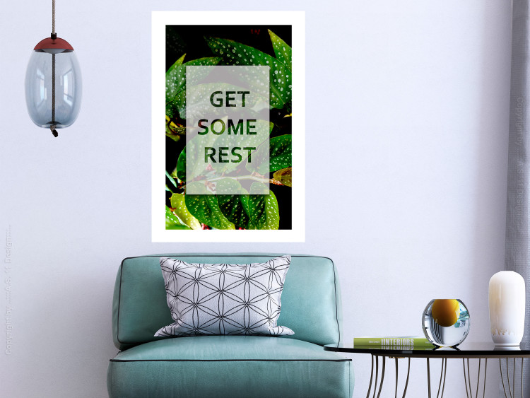 Poster Get Some Rest - English inscriptions in a white frame on a botanical background 127147 additionalImage 3